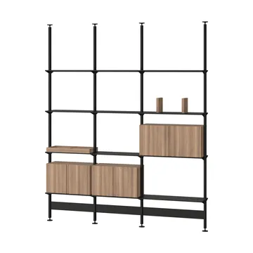 Sistema de estanterías Pira G2, F C B Negro/Nogal 256-264 cm - Pira