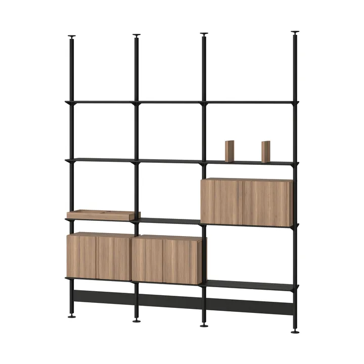 Sistema de estanterías Pira G2, F C B Negro/Nogal 256-264 cm - Pira