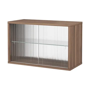 Vitrina Pira  - Nogal–cristal acanalado, 70x31 cm, 4 puertas - Pira