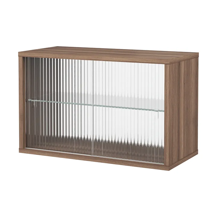 Vitrina Pira  - Nogal–cristal acanalado, 70x31 cm, 4 puertas - Pira