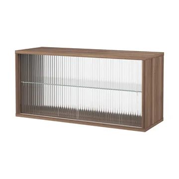Vitrina Pira  - Nogal–cristal estriado, 90x31 cm, 4 puertas - Pira