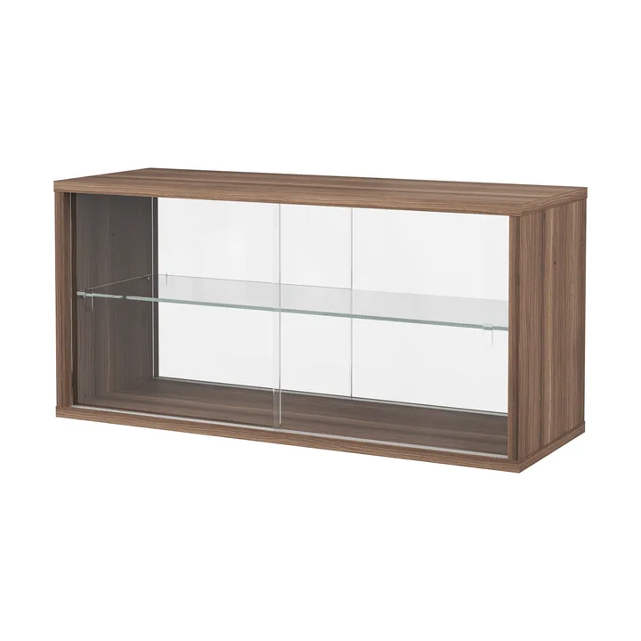 Vitrina Pira  - Nogal–cristal transparente, 90x31 cm, 4 puertas - Pira