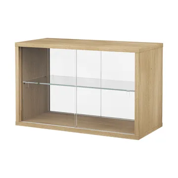 Vitrina Pira  - Roble blanqueado-cristal transparente, 70x31 cm, 4 puertas - Pira