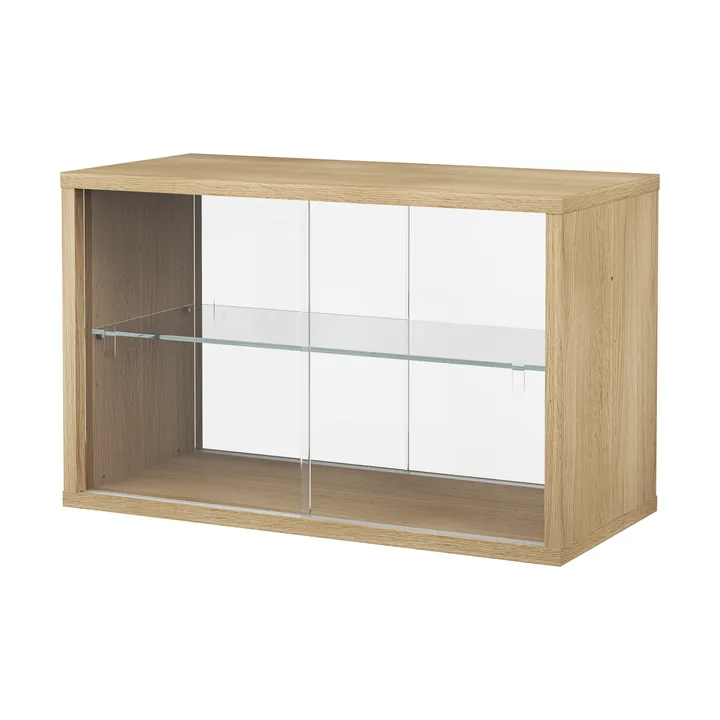 Vitrina Pira  - Roble blanqueado-cristal transparente, 70x31 cm, 4 puertas - Pira