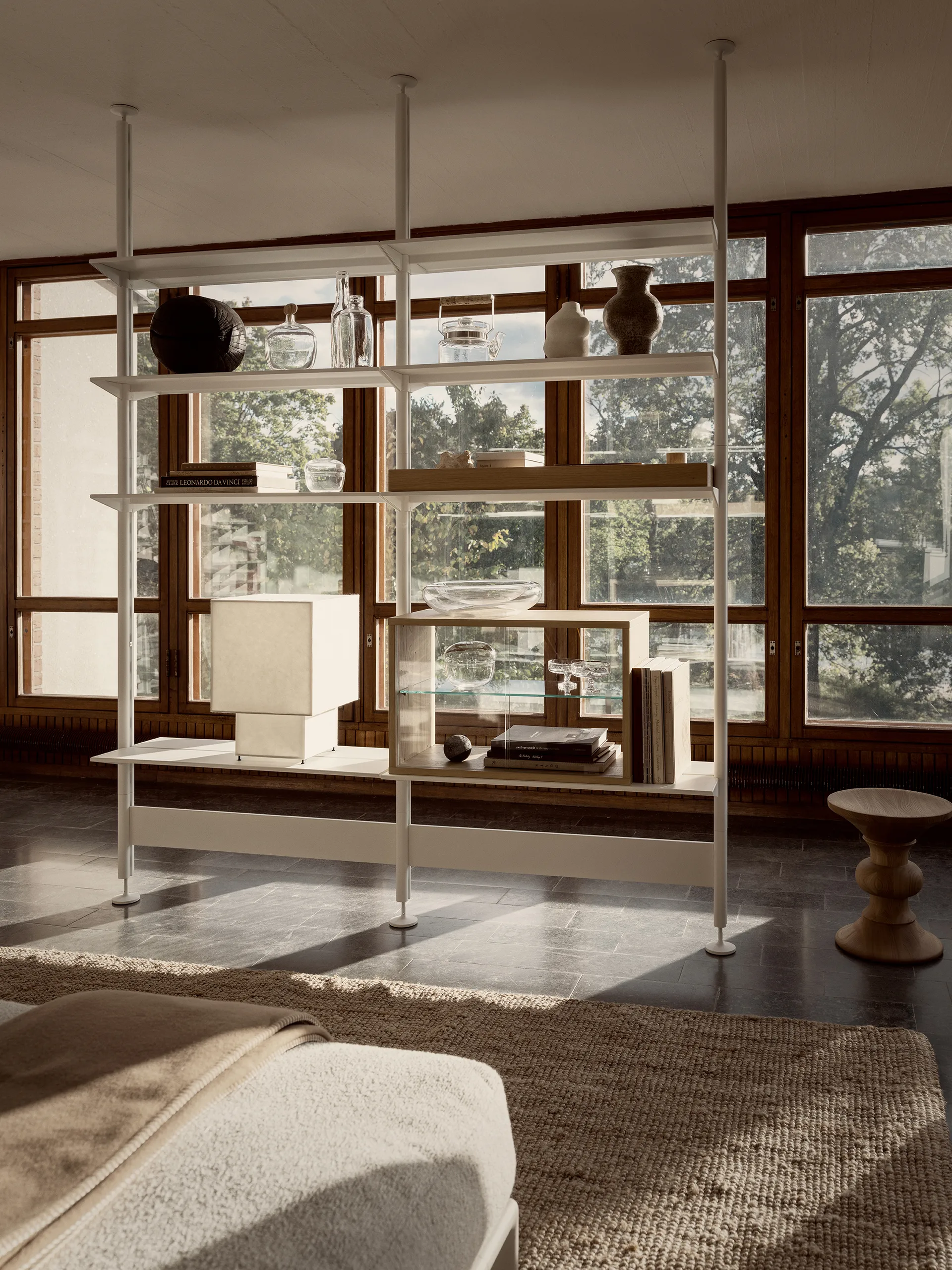 Vitrina Pira , Roble blanqueado-cristal transparente, 70x31 cm, 4 puertas Pira