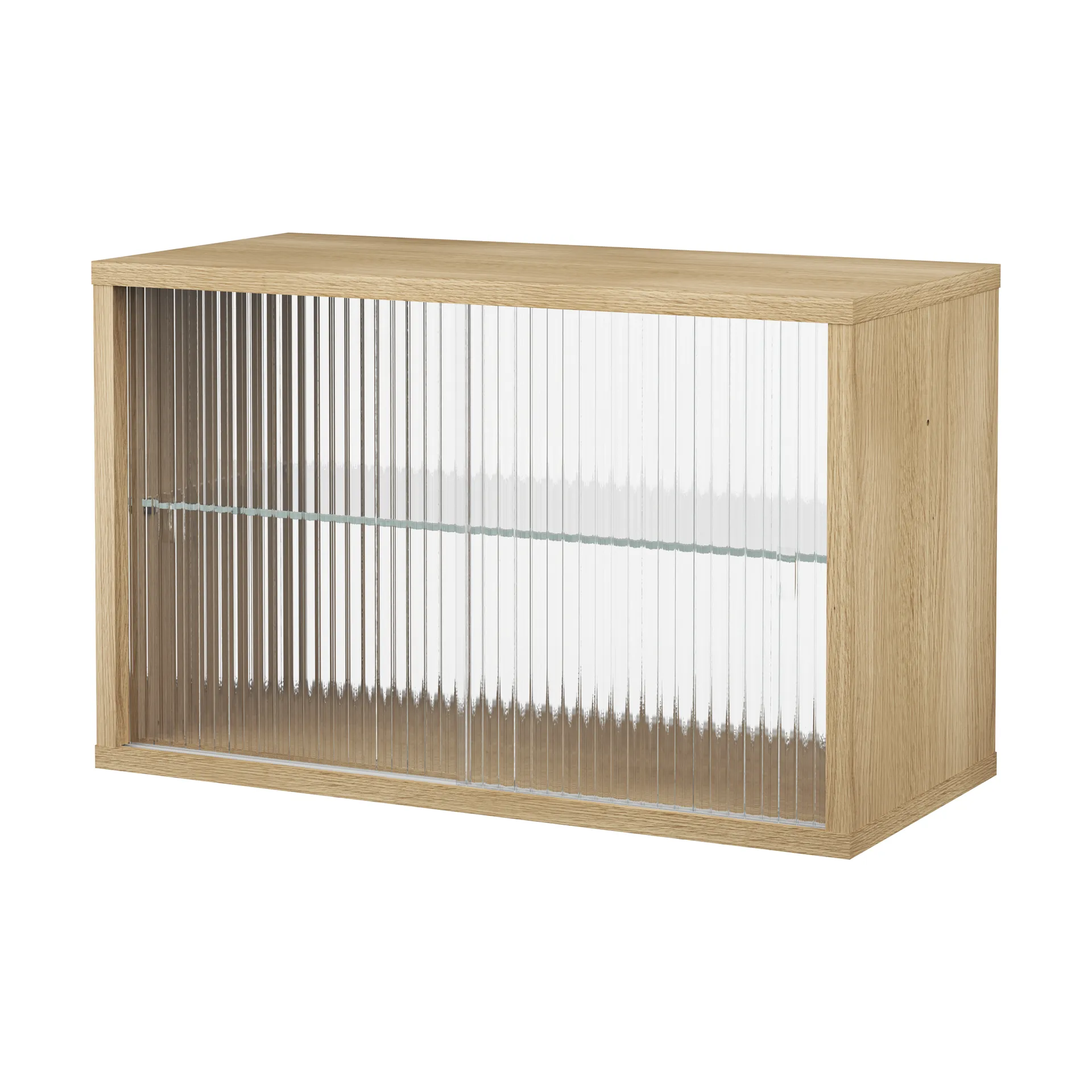 Vitrina Pira , Roble blanqueado–vidrio estriado, 70x31 cm, 4 puertas Pira