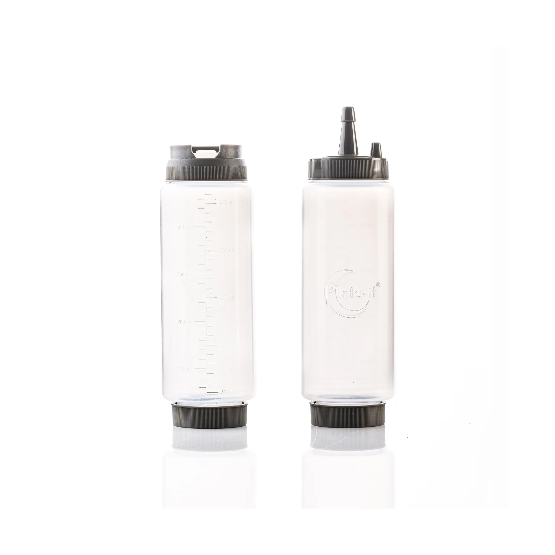 Set de 2 botellas exprimibles decoración Plate-it 22 cm, Blanco-gris Plate It