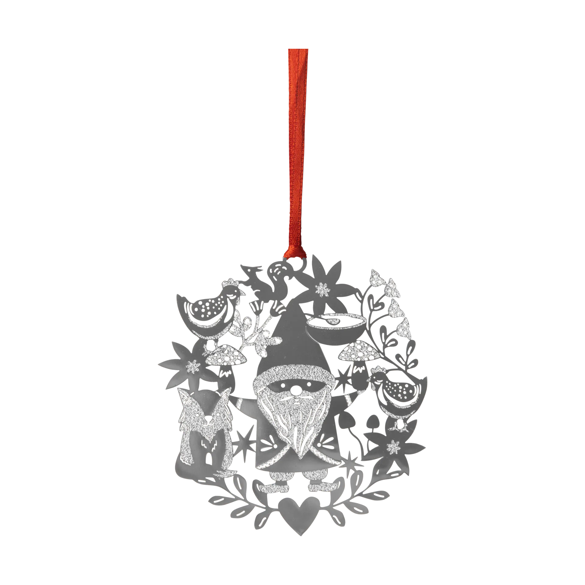 Adorno navideño Fox & Santa, Plata Pluto Design