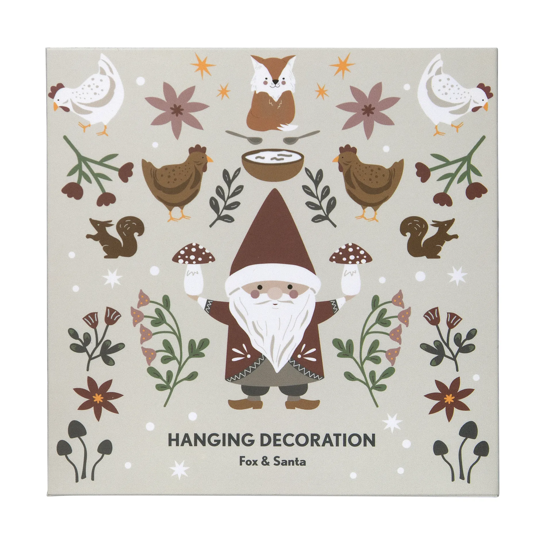 Adorno navideño Fox & Santa, Plata Pluto Design