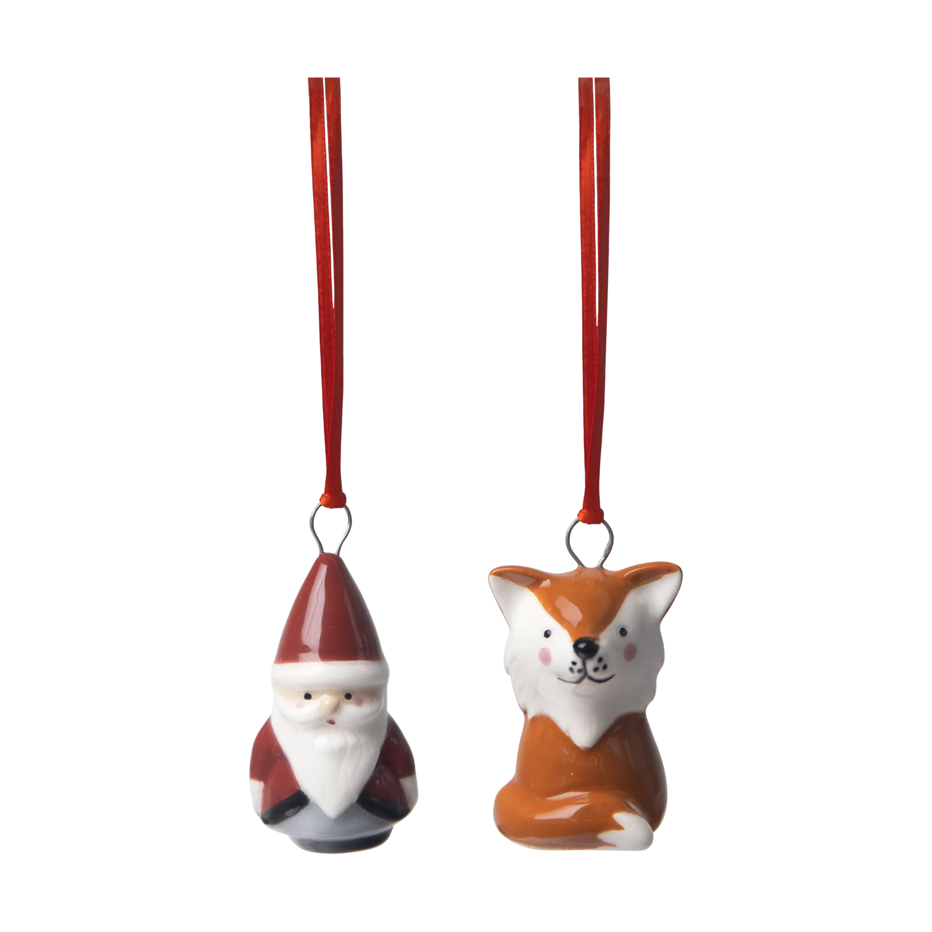 Adornos Fox & Santa 2 piezas, Rojo-blanco-marrón Pluto Design