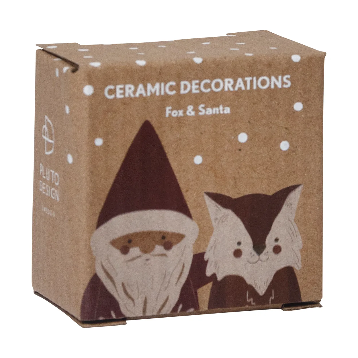 Adornos Fox & Santa 2 piezas, Rojo-blanco-marrón Pluto Design