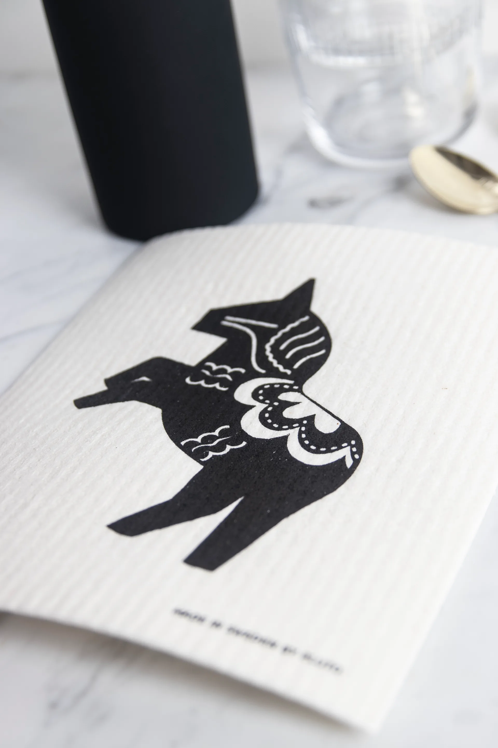 Bayeta Häst 17x20 cm, negro-blanco Pluto Design