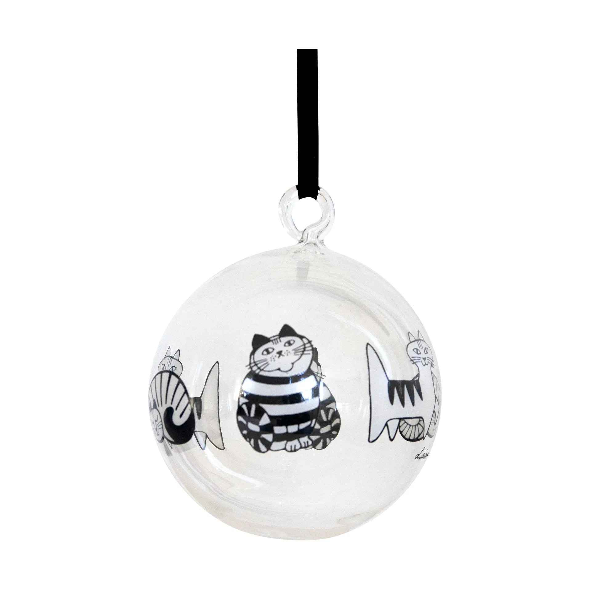 Bola de Navidad Lisa Larson gatos, White-black Pluto Design