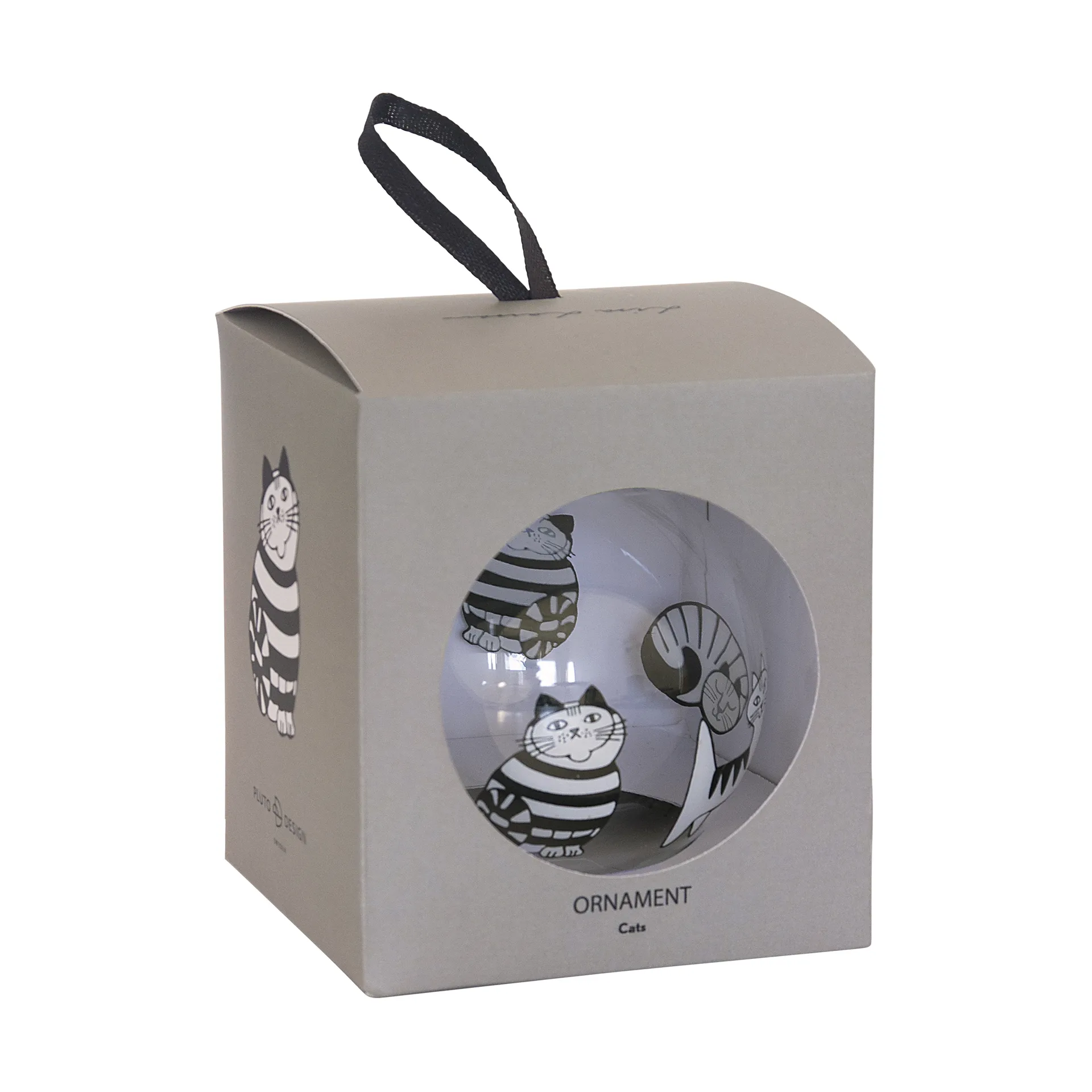 Bola de Navidad Lisa Larson gatos, White-black Pluto Design
