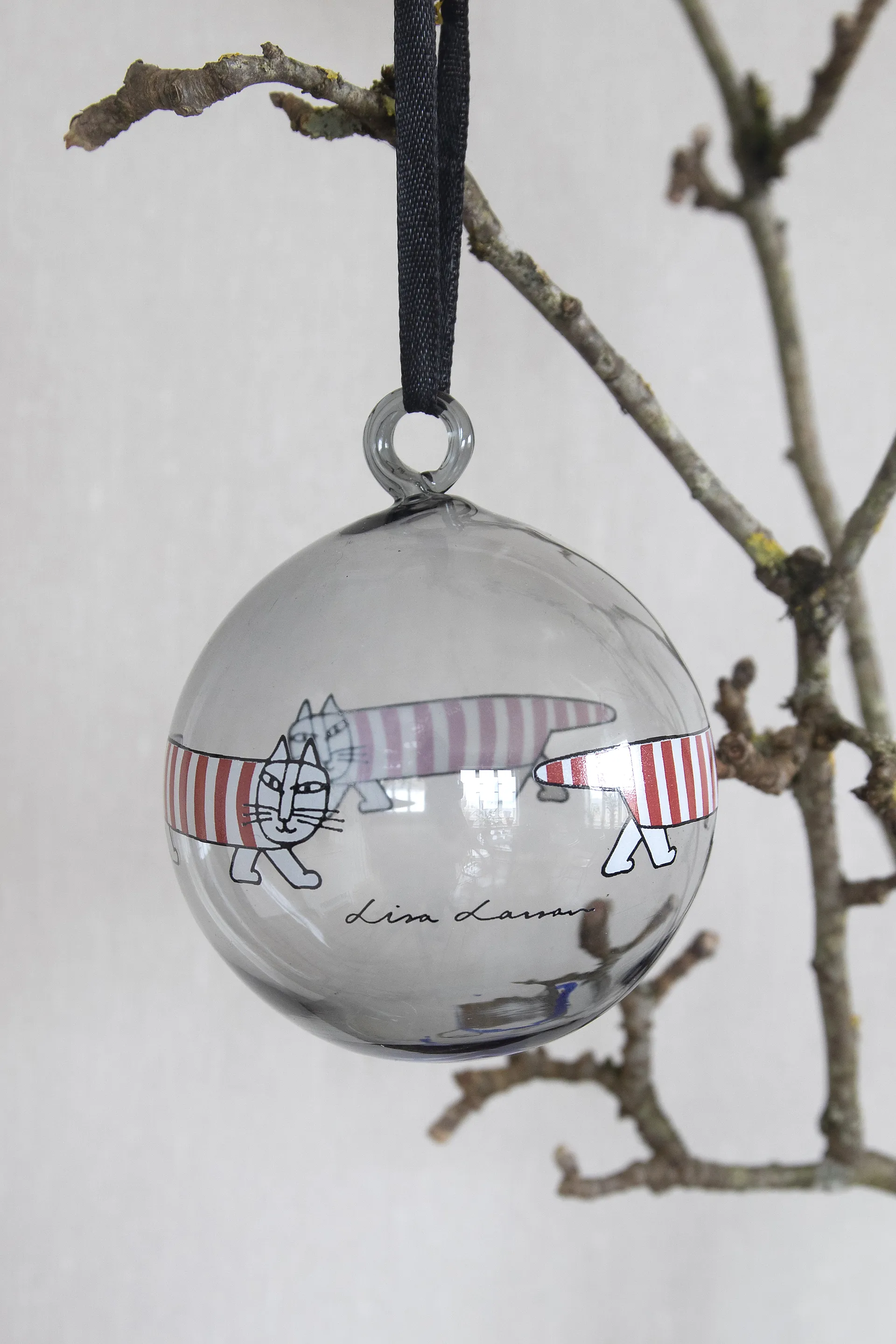 Bola de navidad Lisa Larson Mikey, Silver-red-white Pluto Design