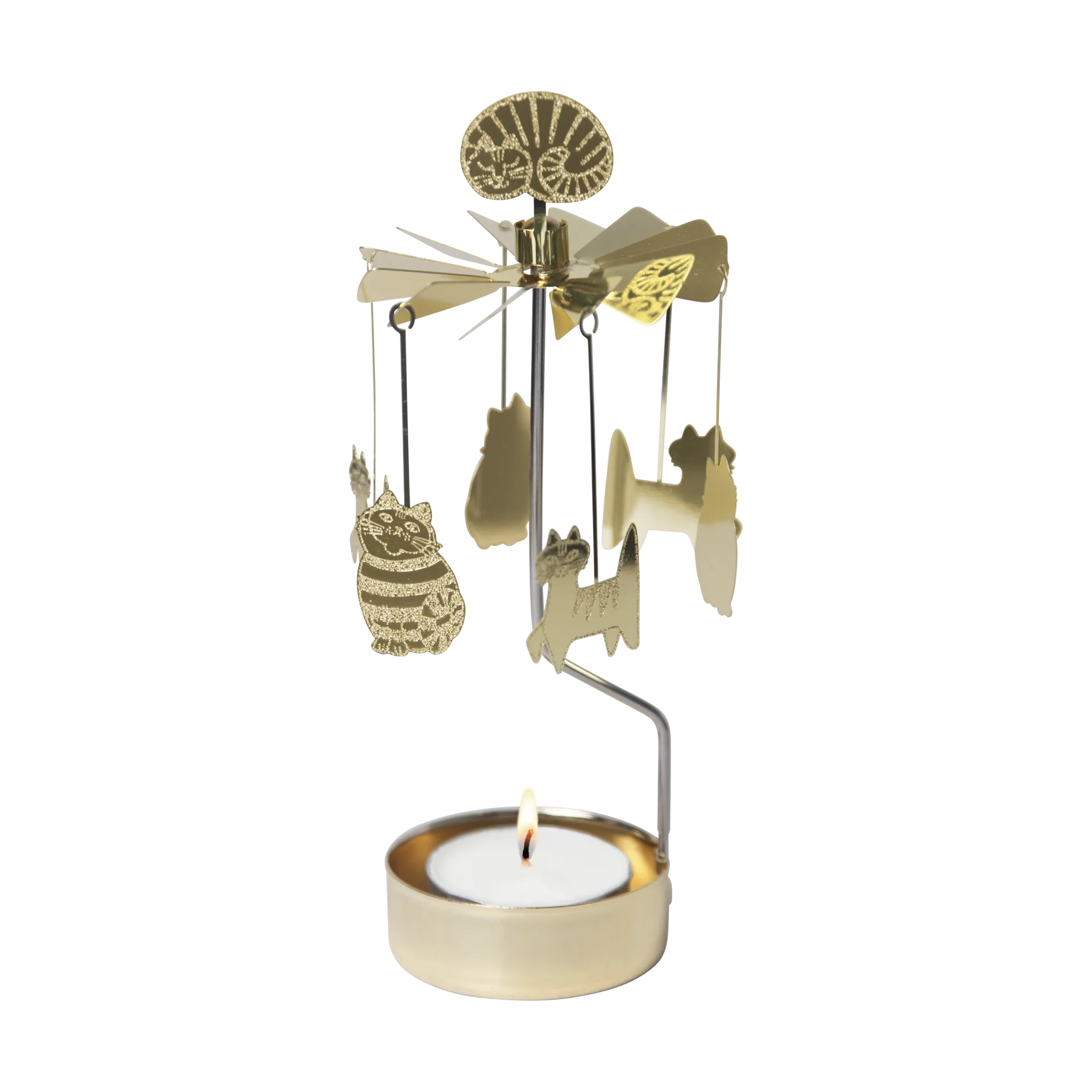 Carillón con gatos Lisa Larson gatos carrusel de ángeles., Oro Pluto Design