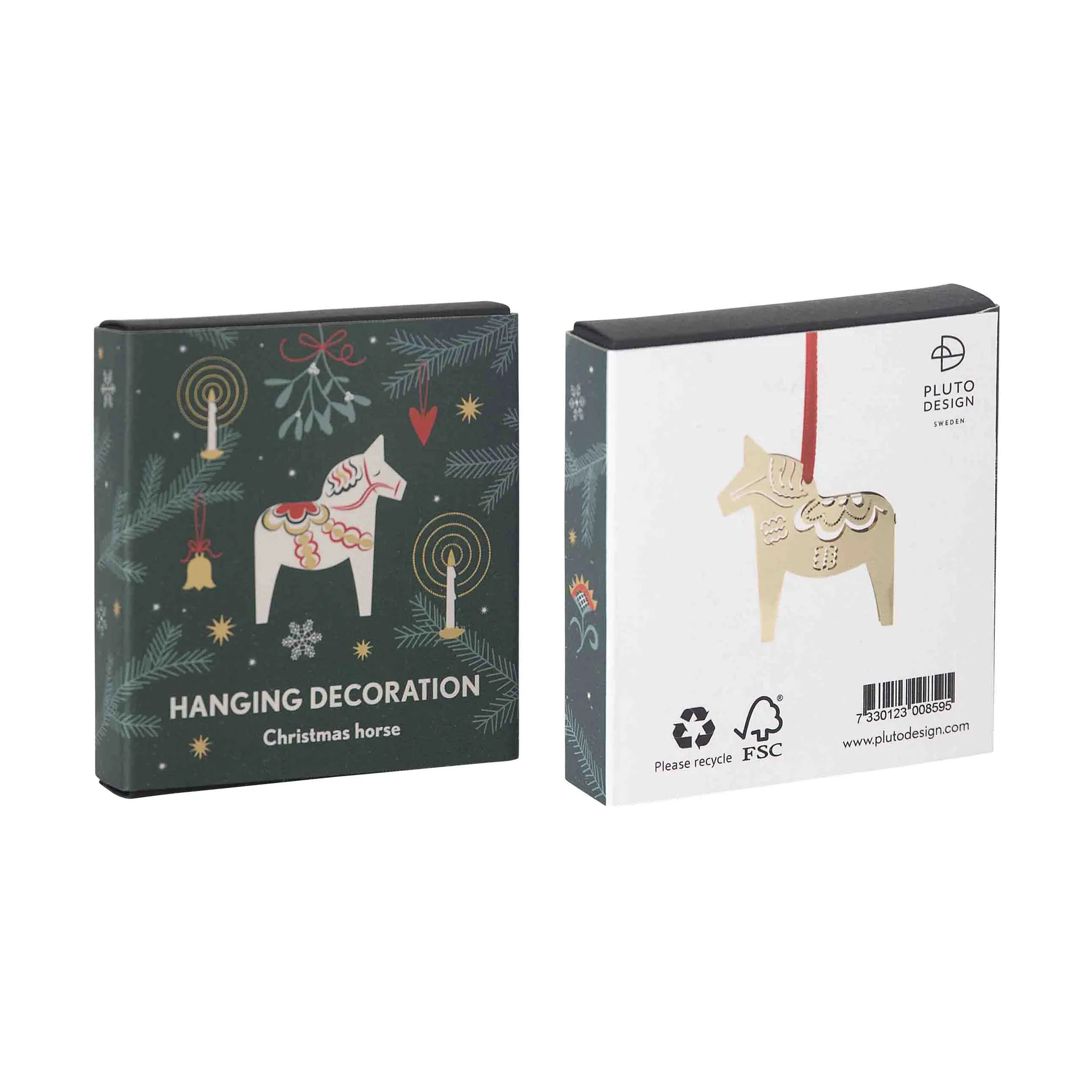 Colgante navideño Christmas horse 3D, Dorado Pluto Design