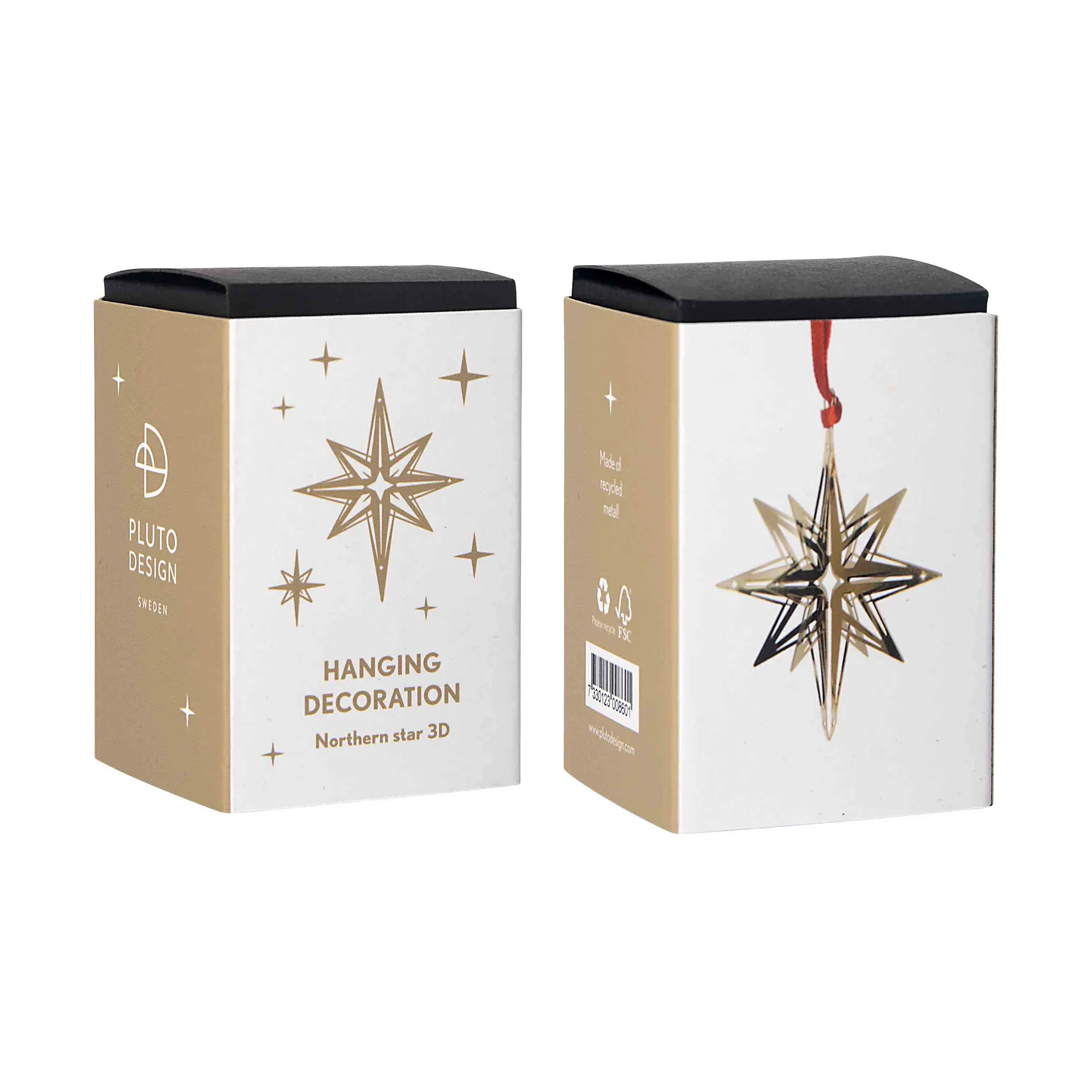 Colgante navideño Northern star 3D, Dorado Pluto Design