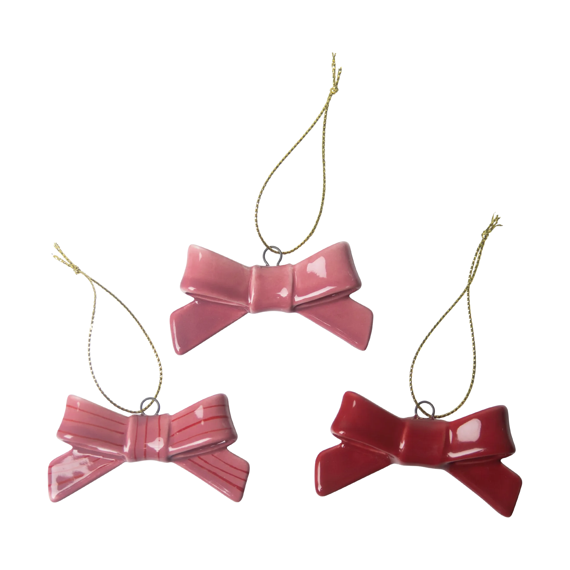Colgantes decorativos Bow 3 piezas, Rojo-rosa Pluto Design
