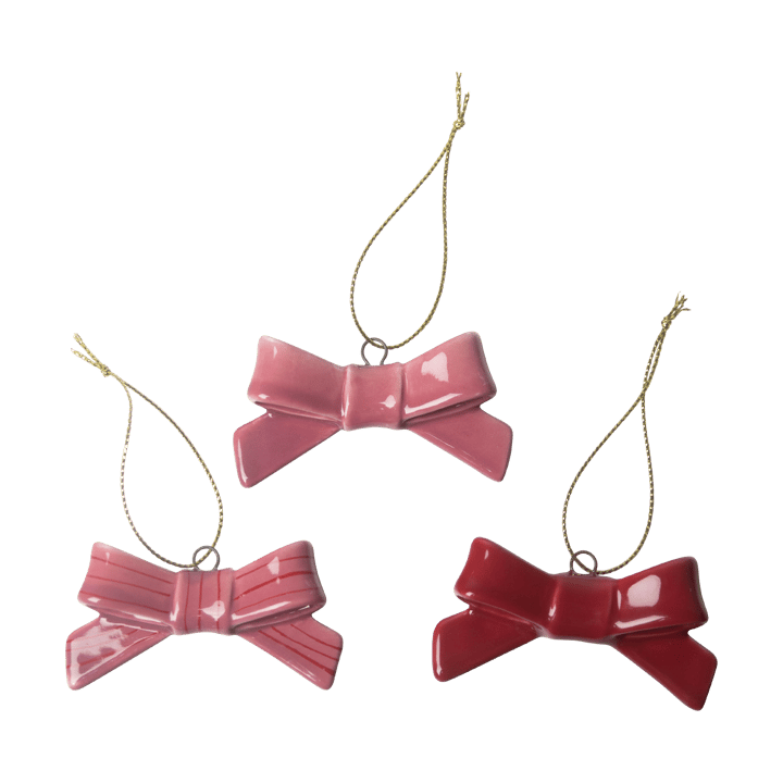Colgantes decorativos Bow 3 piezas - Rojo-rosa - Pluto Design