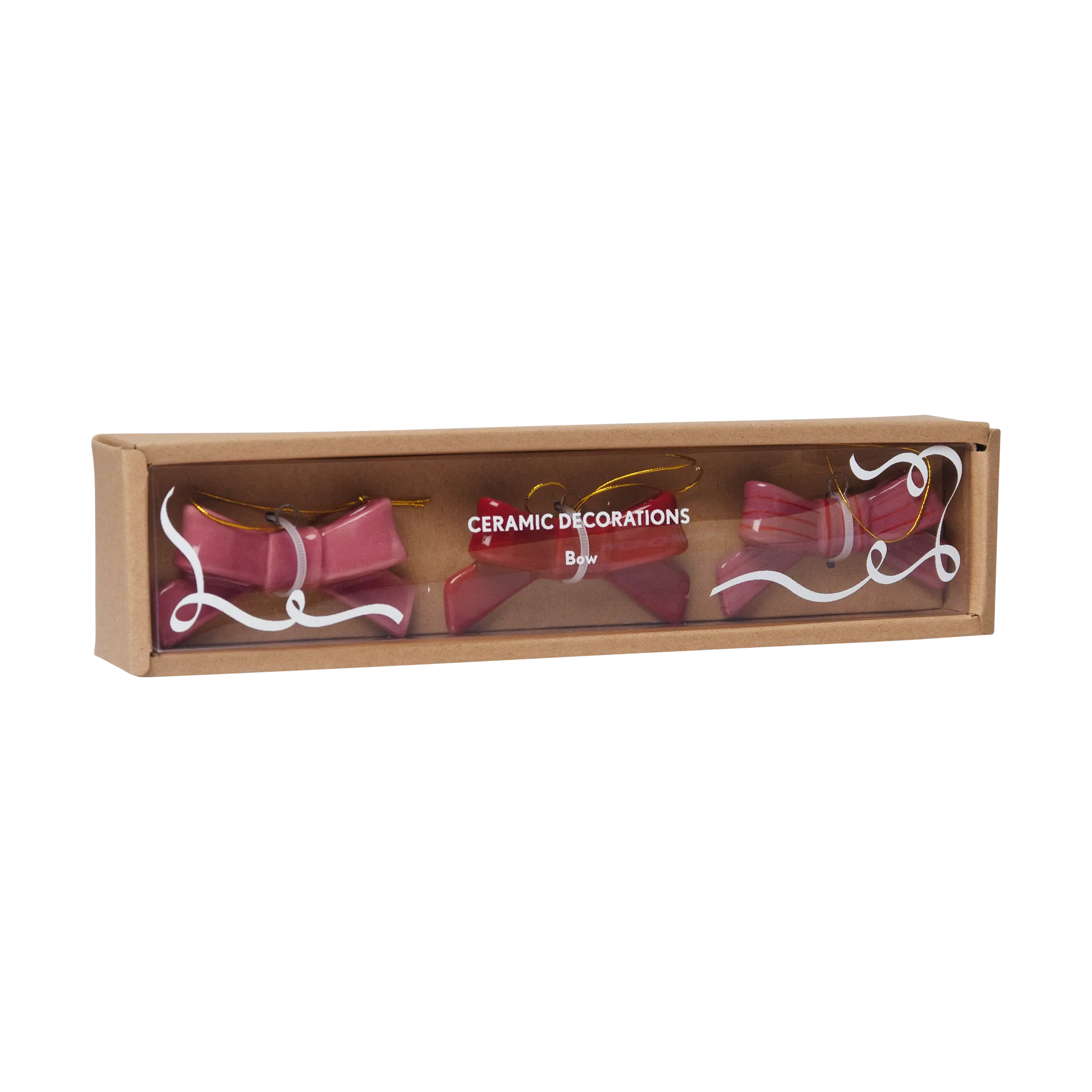 Colgantes decorativos Bow 3 piezas, Rojo-rosa Pluto Design
