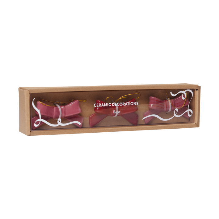 Colgantes decorativos Bow 3 piezas, Rojo-rosa Pluto Design