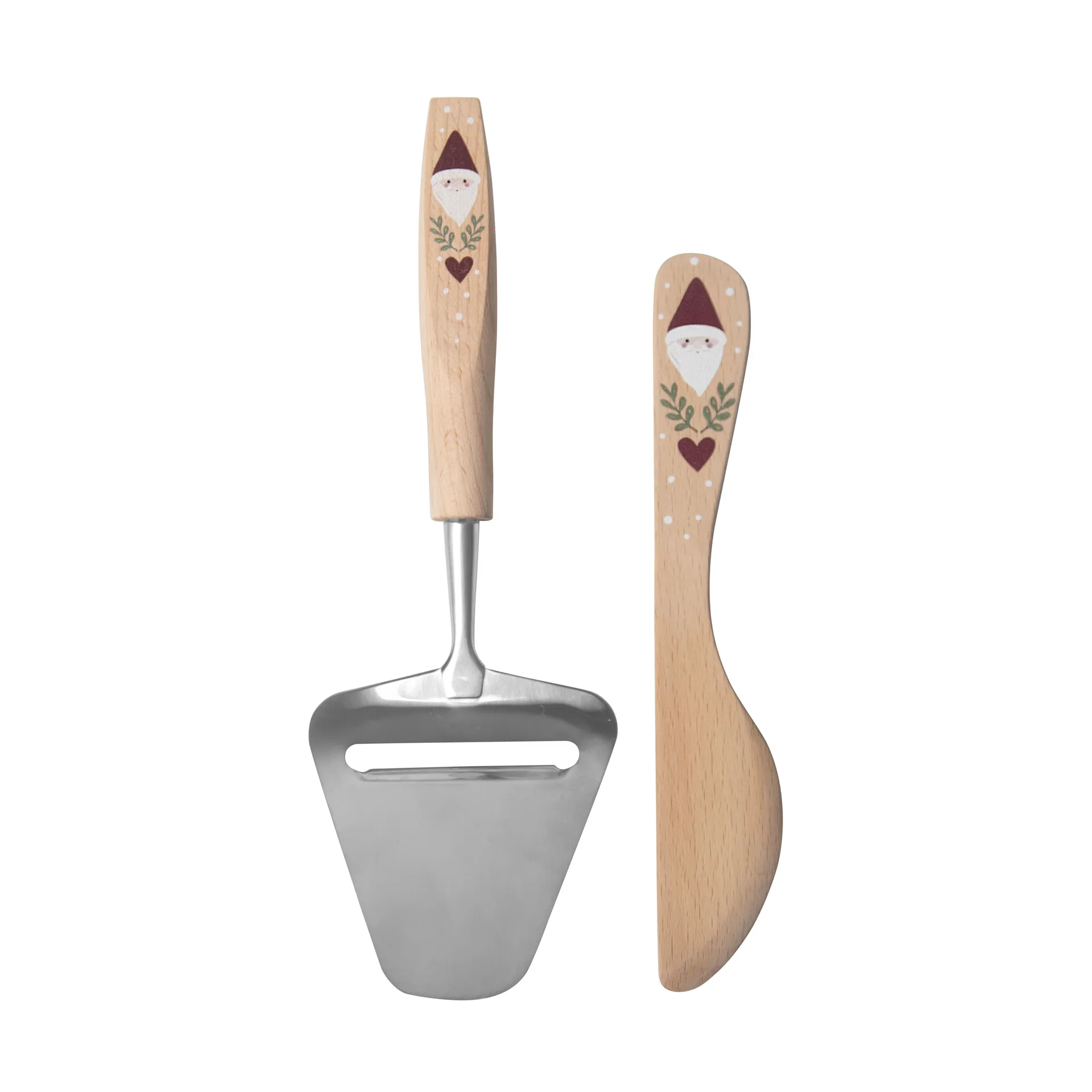 Cuchillo para untar y cortador de queso Santa 2 piezas, Beige Pluto Design