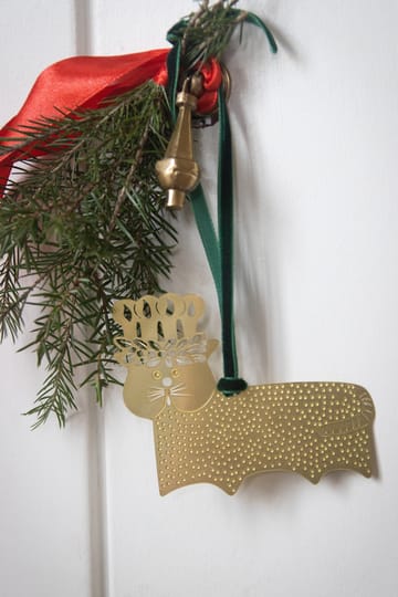 Decoración colgante Stig L gingerbread cat - Oro-latón - Pluto Design
