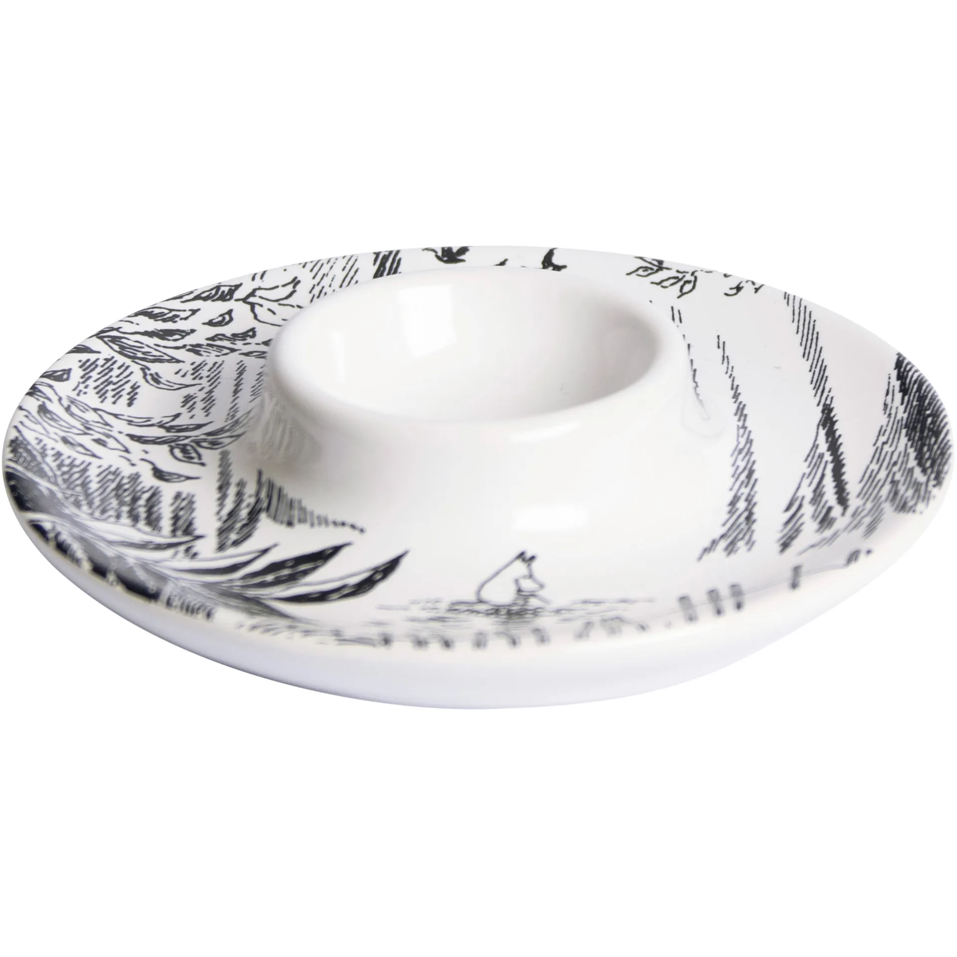 Huevera con platillo Mumin, negro-blanco Pluto Design