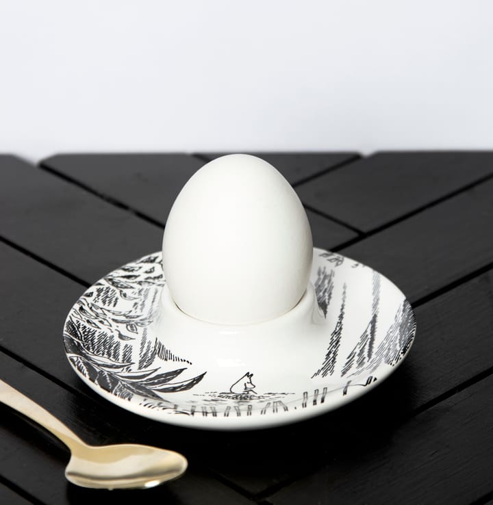 Huevera con platillo Mumin, negro-blanco Pluto Design
