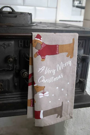Paño de cocina Jolly dogs 50x70 cm - Rojo-gris - Pluto Design