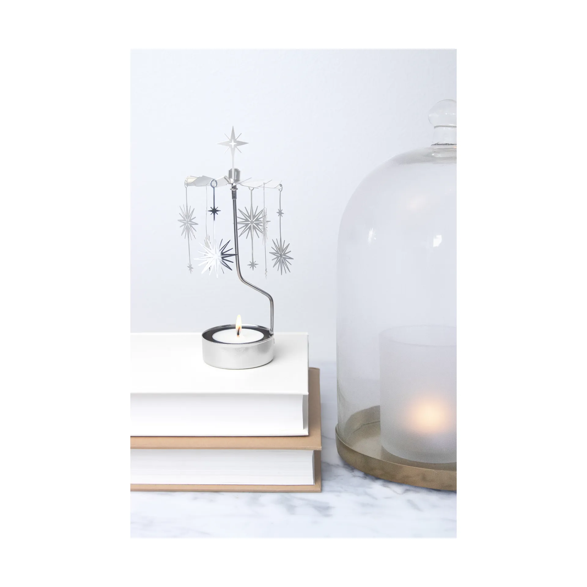 Portavelas giratorio Supernova, Plateado-metal Pluto Design