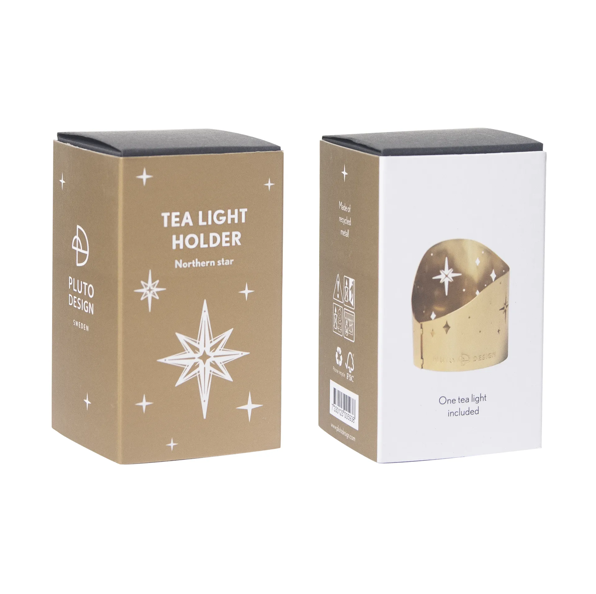 Portavelas Northern Star Ø4,5 cm, Metal bañado en oro Pluto Design