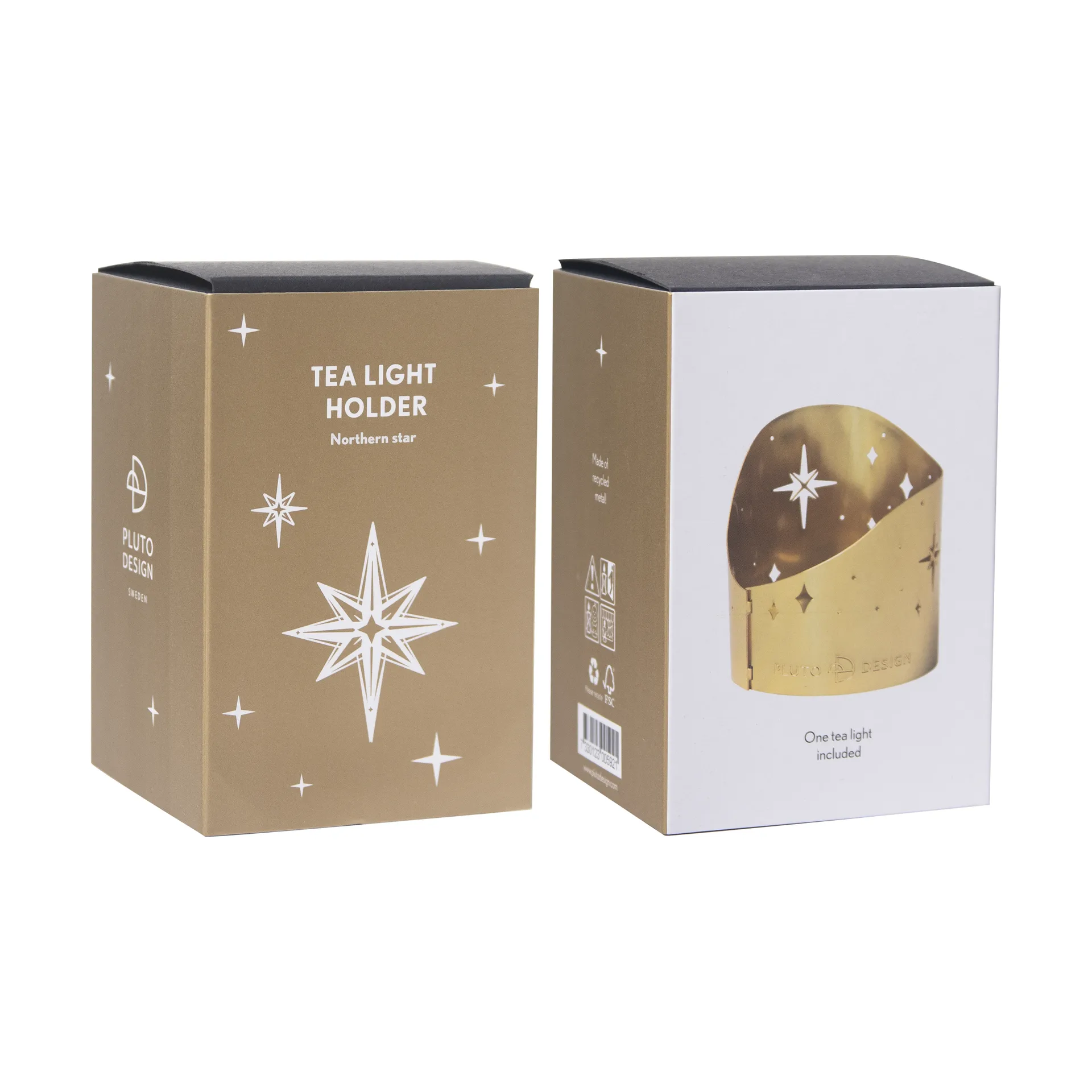 Portavelas Northern Star Ø6,5 cm, Metal bañado en oro Pluto Design