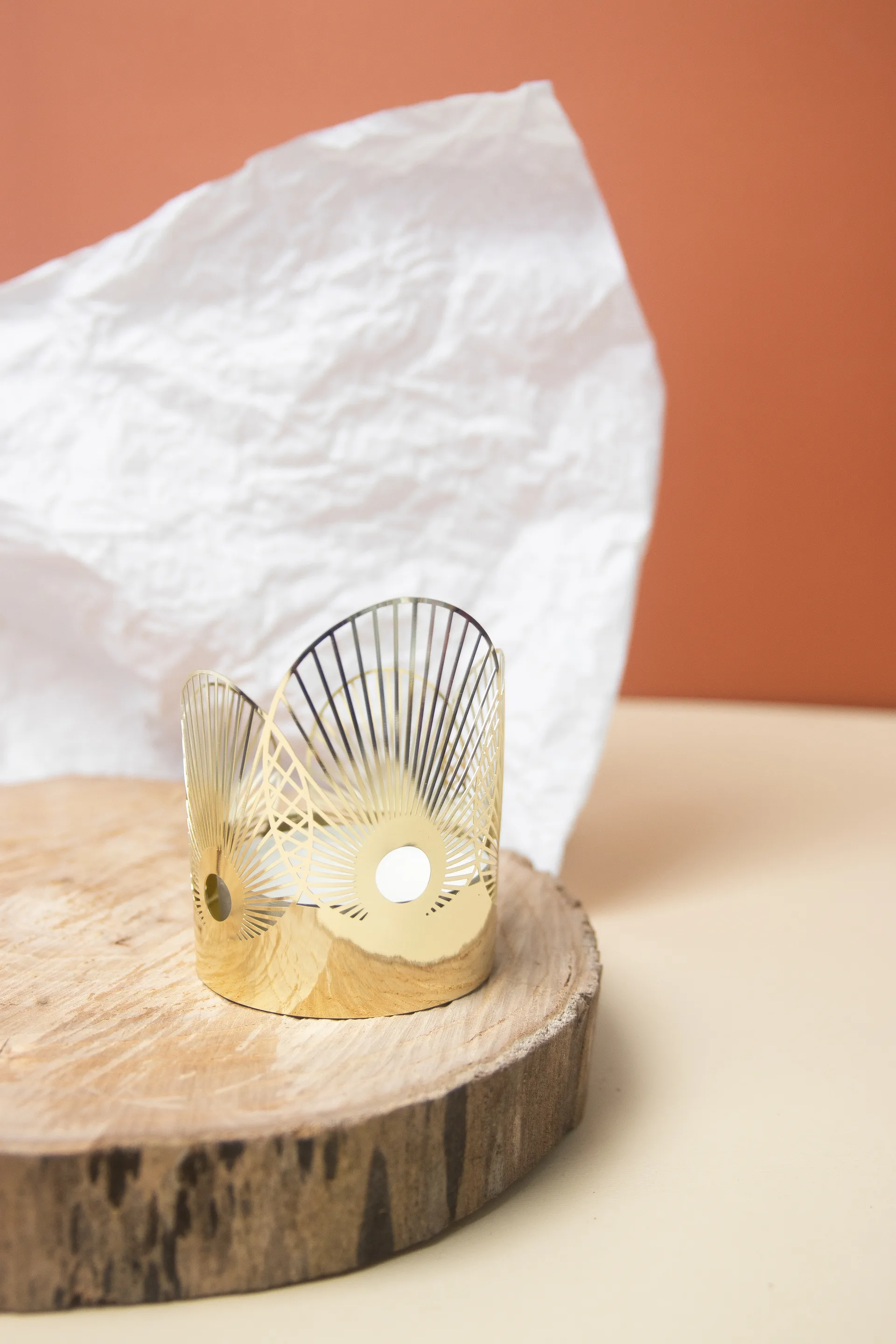 Portavelas Sun mediano Ø6,5 cm, Dorado Pluto Design