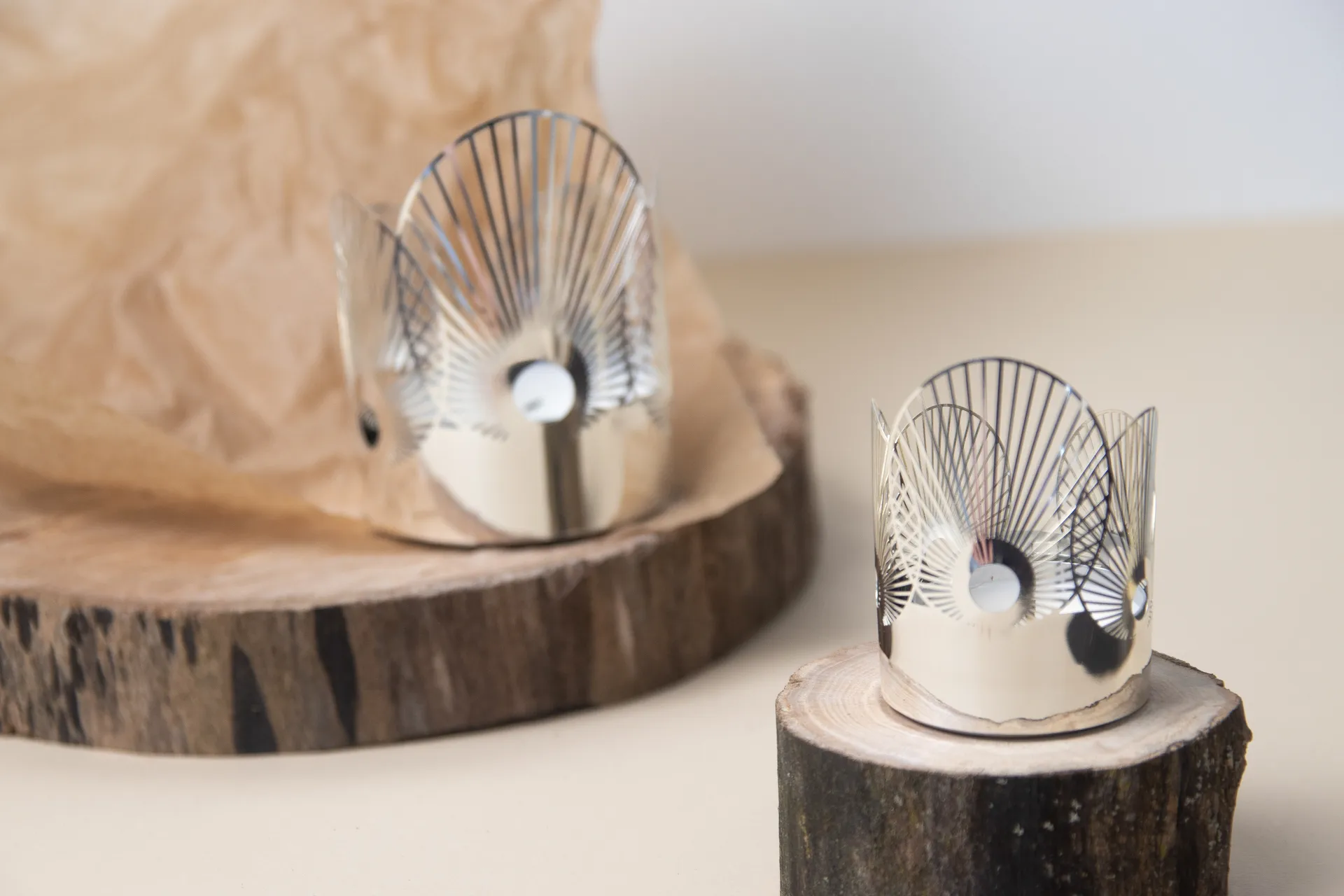 Portavelas Sun mediano Ø6,5 cm, Silver Pluto Design