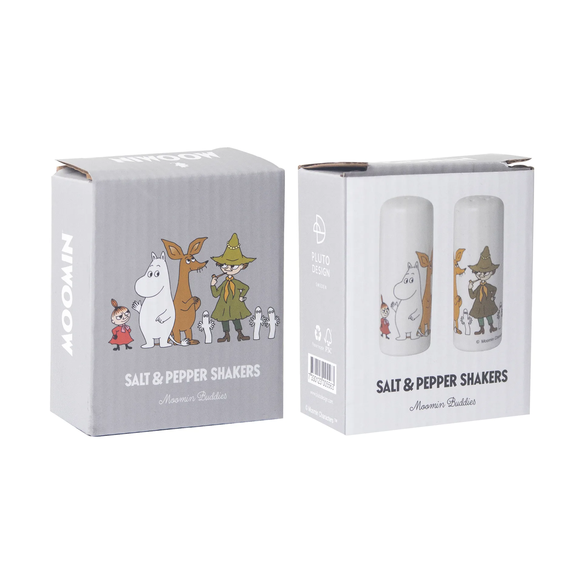 Salero y pimentero amigos Mumin, Blanco-multi Pluto Design