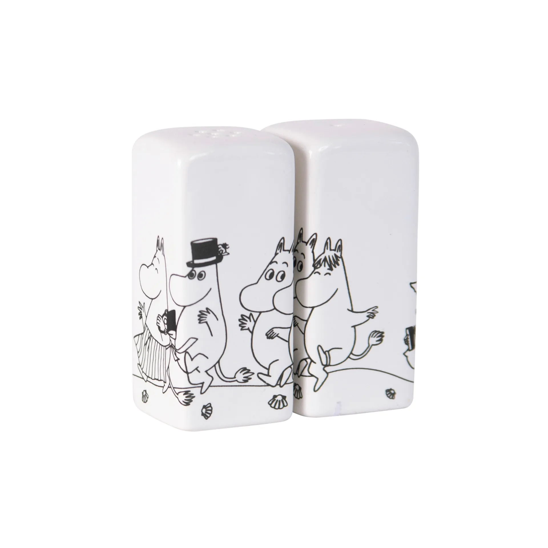 Salero y pimentero Familia Moomin, blanco Pluto Design