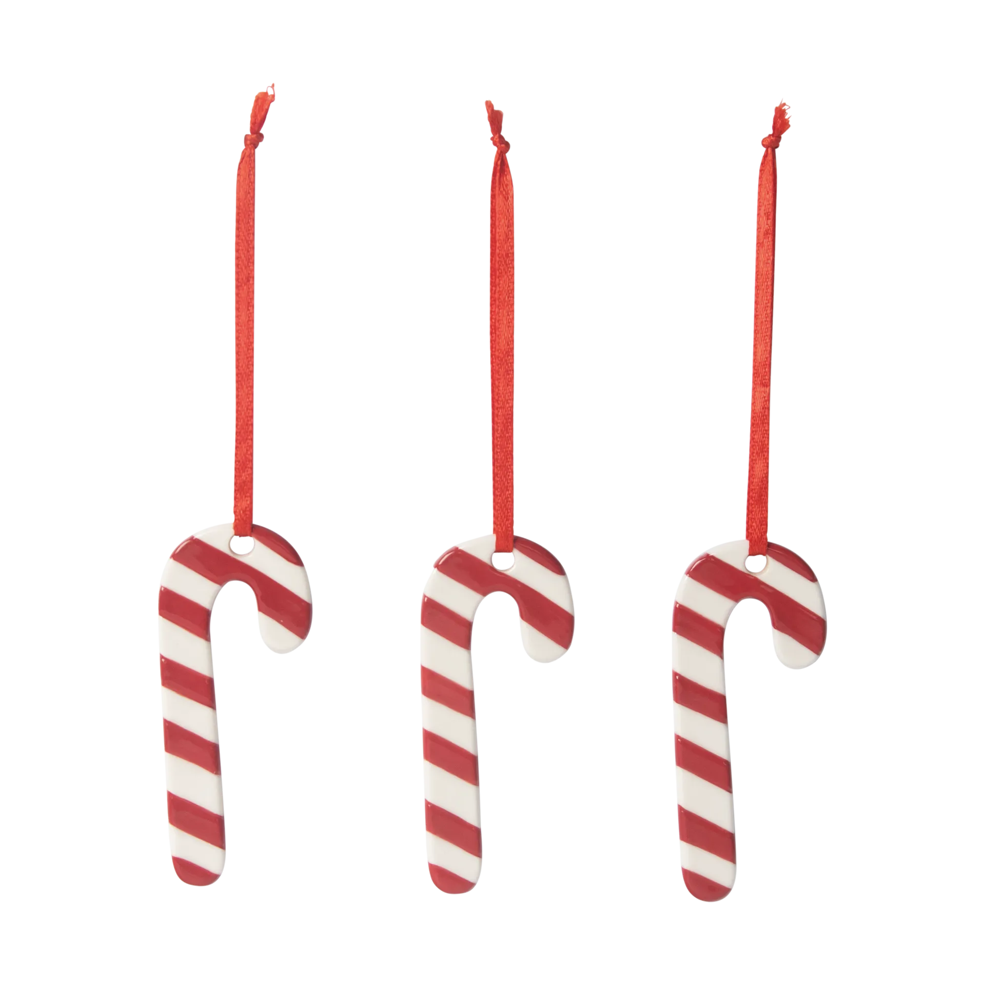 Set de 3 colgantes de Navidad bastones de caramelo, Blanco-rojo Pluto Design