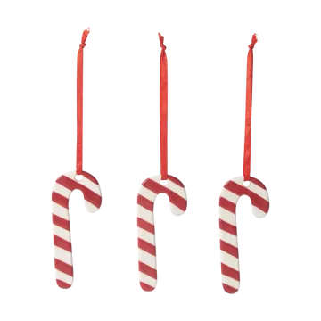 Set de 3 colgantes de Navidad bastones de caramelo - Blanco-rojo - Pluto Design