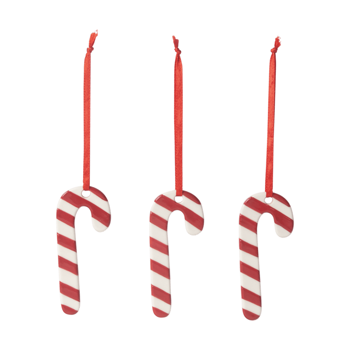 Set de 3 colgantes de Navidad bastones de caramelo - Blanco-rojo - Pluto Design