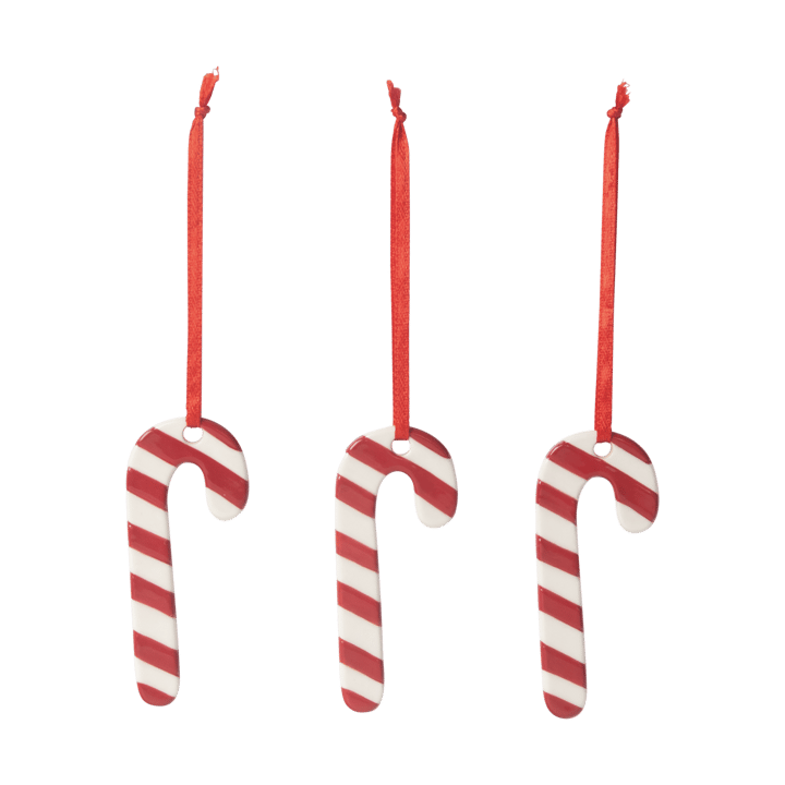Set de 3 colgantes de Navidad bastones de caramelo - Blanco-rojo - Pluto Design