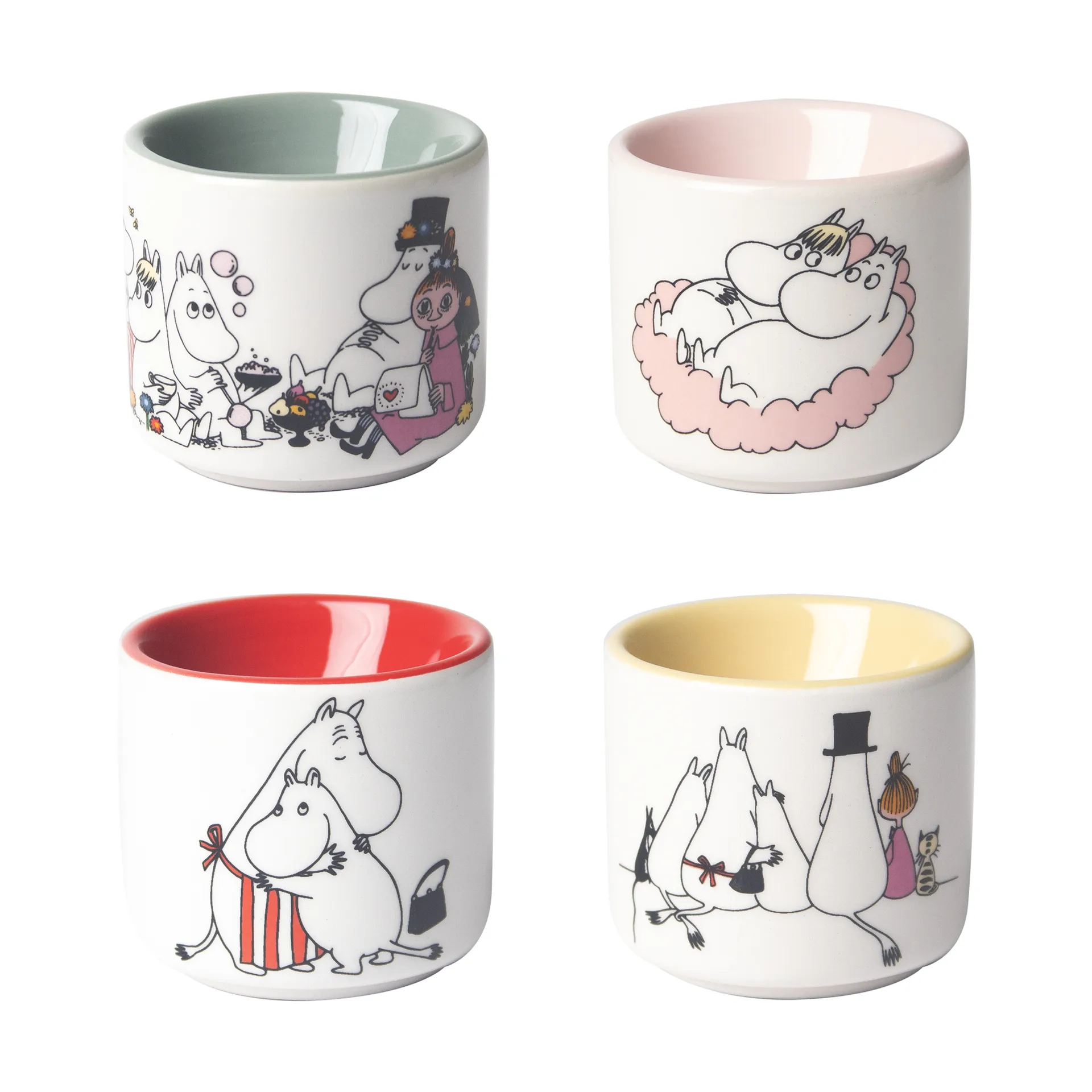 Set de 4 hueveras Moomin love, Blanco-multi Pluto Design