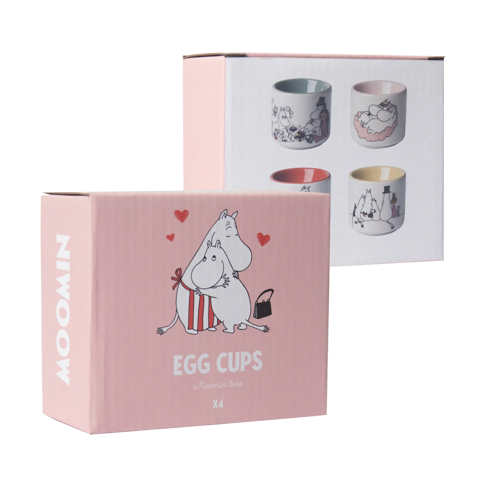 Set de 4 hueveras Moomin love, Blanco-multi Pluto Design