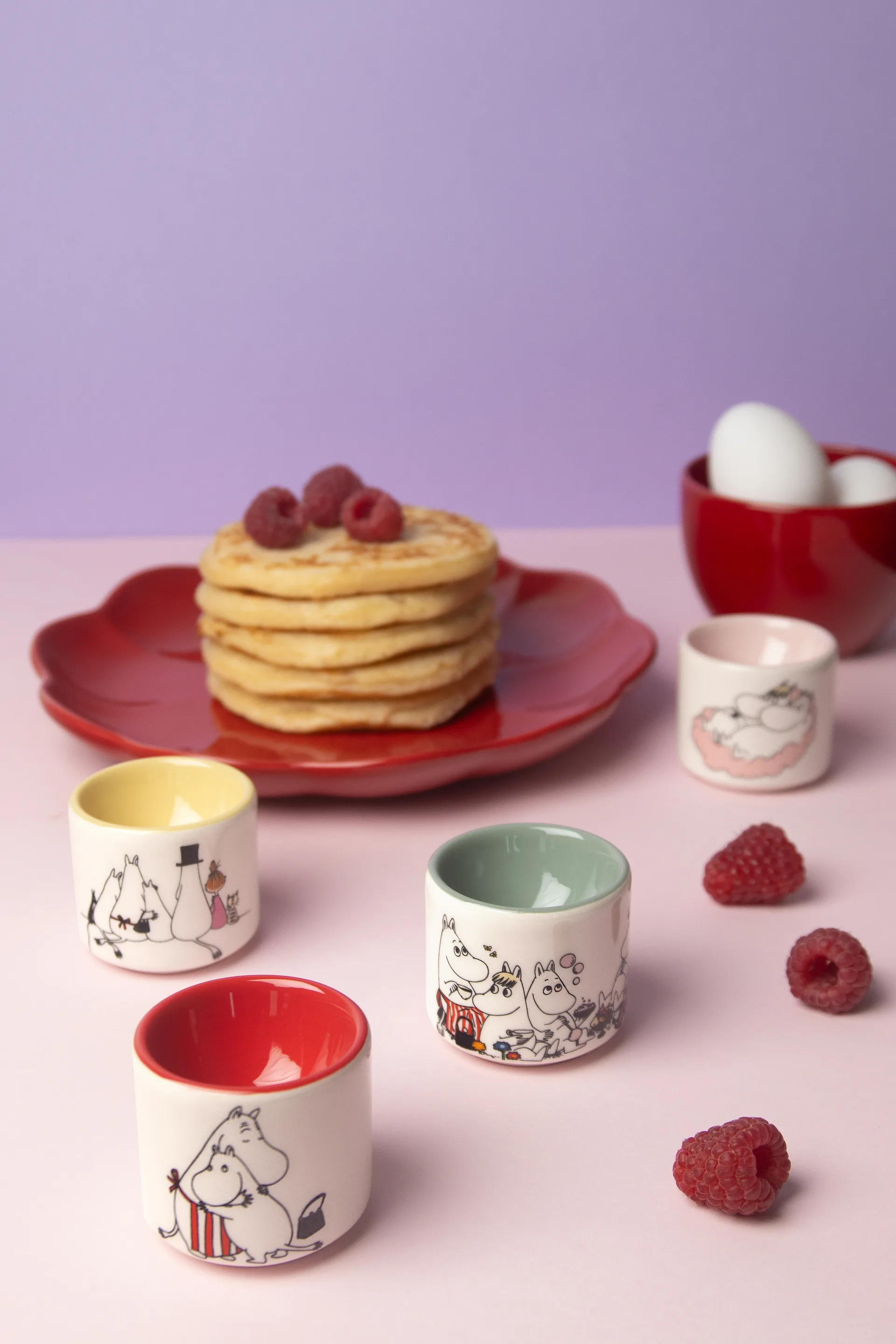 Set de 4 hueveras Moomin love, Blanco-multi Pluto Design