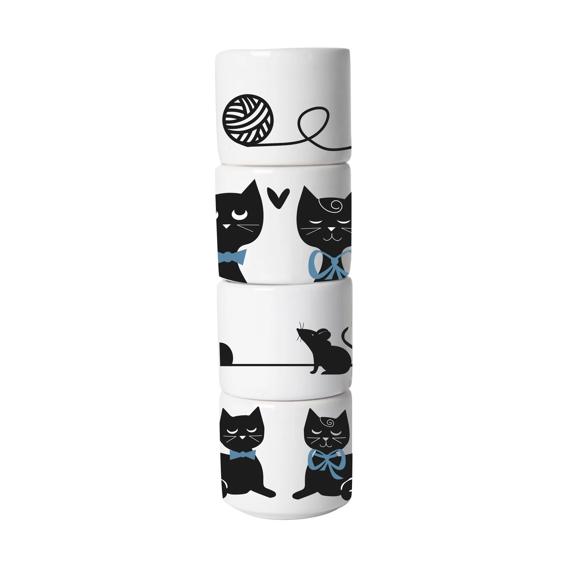 Set de 4 hueveras Moomin love, Blanco-negro-azul Pluto Design