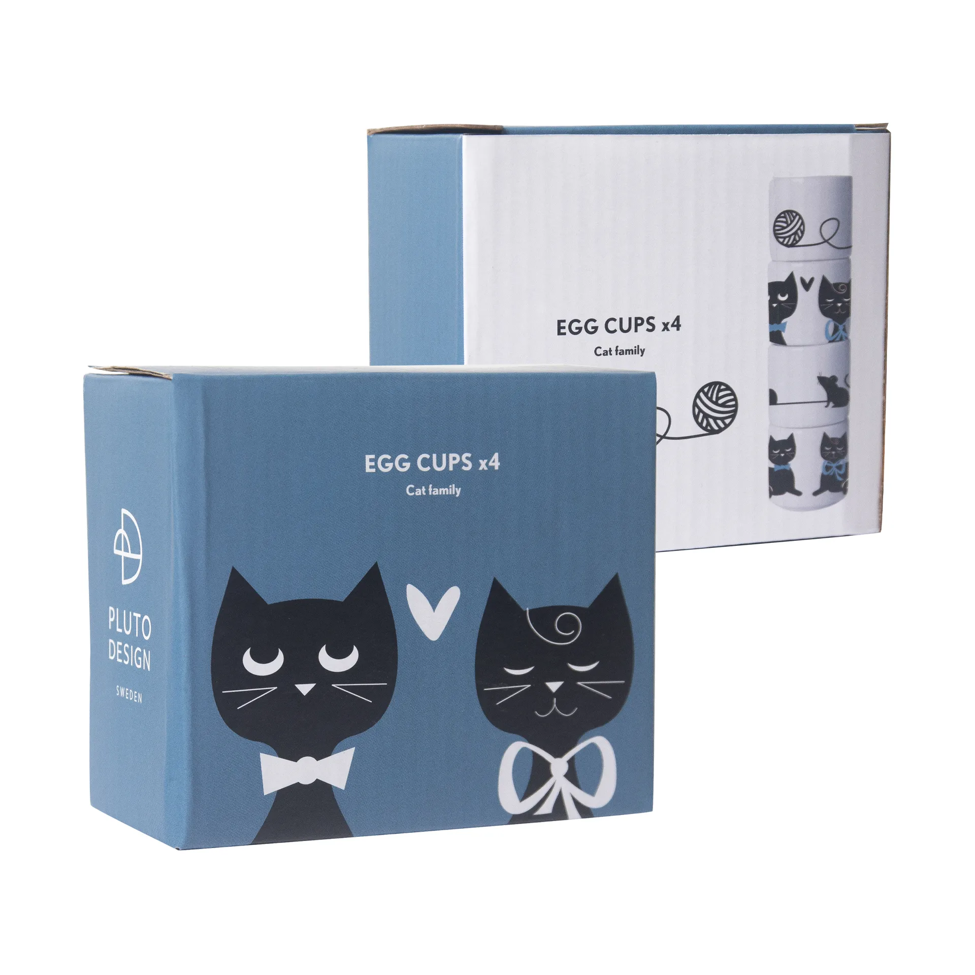 Set de 4 hueveras Moomin love, Blanco-negro-azul Pluto Design