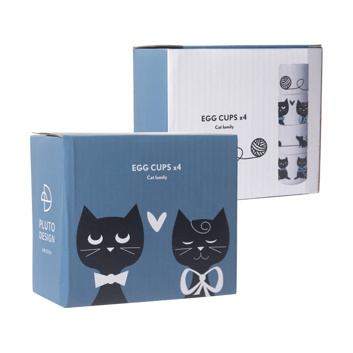 Set de 4 hueveras Moomin love, Blanco-negro-azul Pluto Design