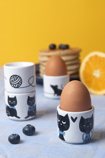 Set de 4 hueveras Moomin love - Blanco-negro-azul - Pluto Design