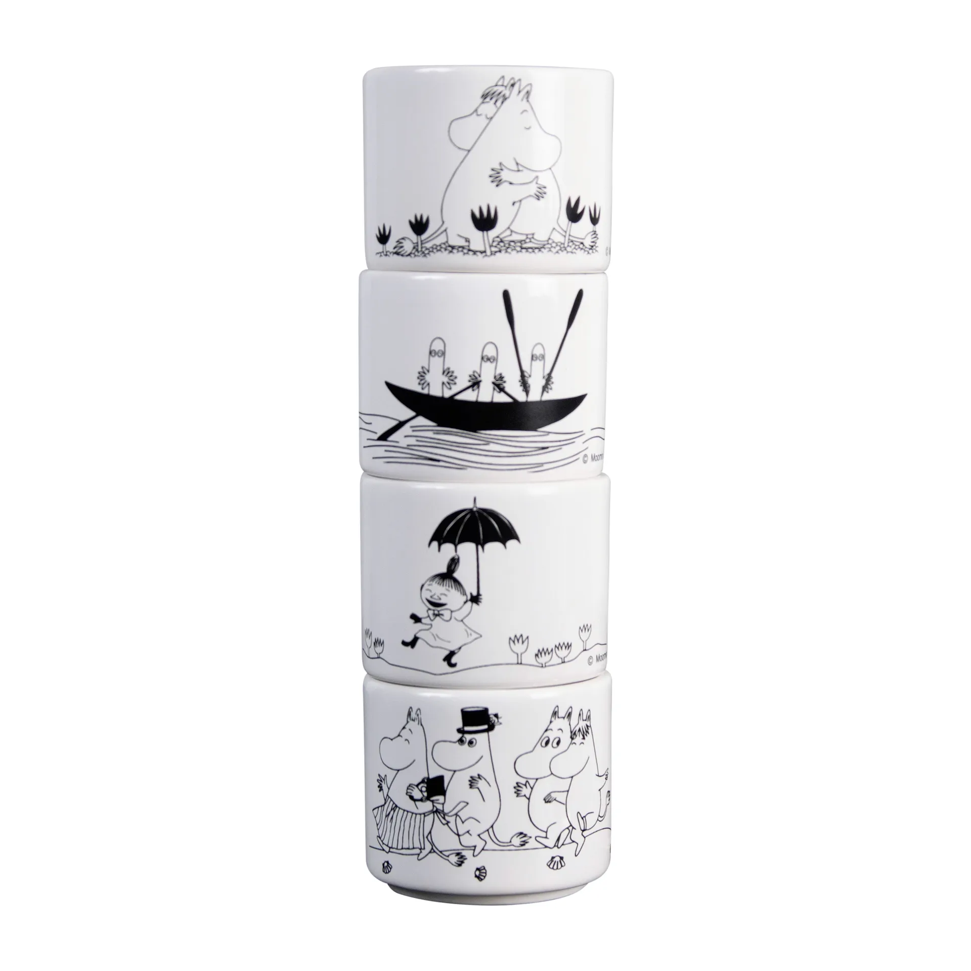 Set de 4 hueveras Mumin, blanco Pluto Design